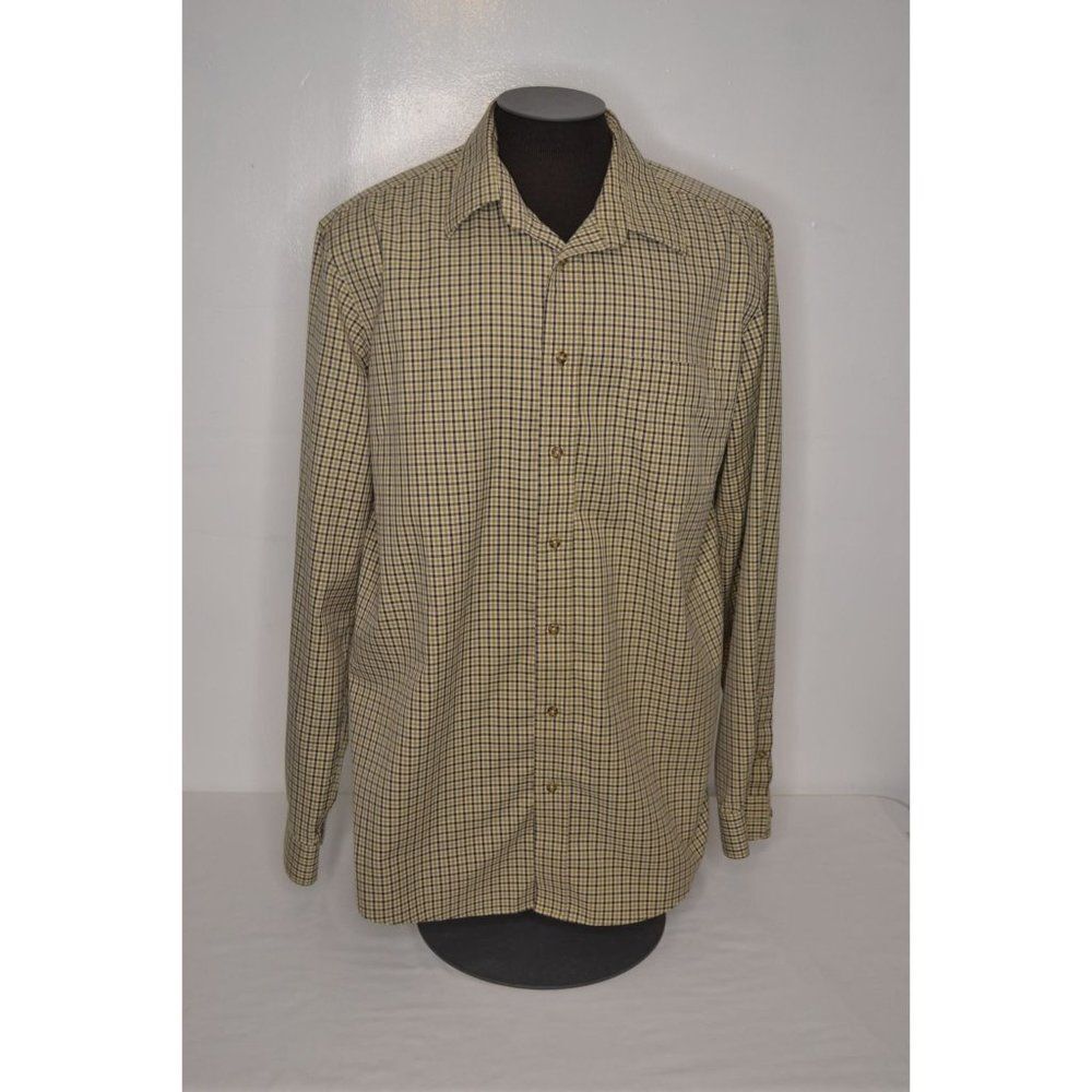 Eddie Bauer Men's XL Tall Tan Plaid Long Sleeve Button Down Shirt